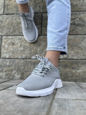 Sportowe buty damskie tekstylne – Wygodne buty spotrowe Skotnicki A-3-5013 Szary - Styl miejski