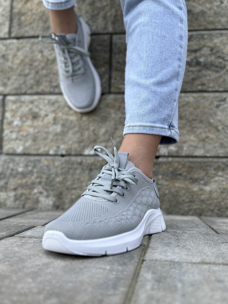 Sportowe buty damskie tekstylne – Wygodne buty spotrowe Skotnicki A-3-5013 Szary - Styl miejski