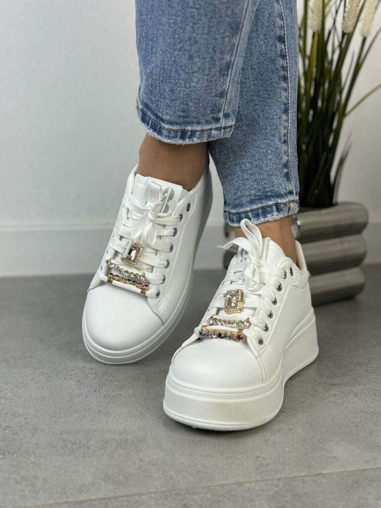 Damskie Sneakersy Białe Seaestar- Buty damskie Na Grubym Spodzie WW106 - Styl sportowy