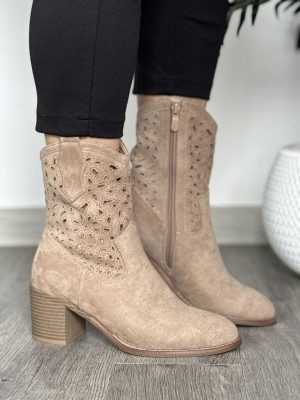 Kozaki krótkie damskie ażurowe Barski HY51-125 - Styl casualowy