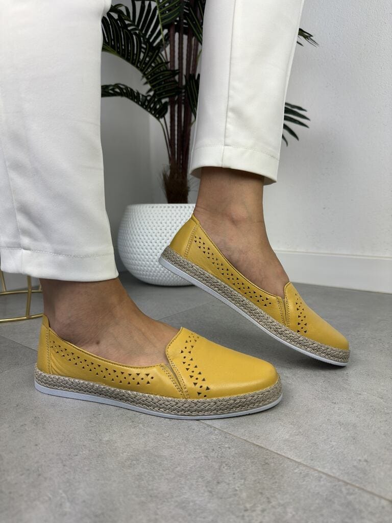 Wasak espadryle damskie skórzane 0646 żółty - Do sukienki