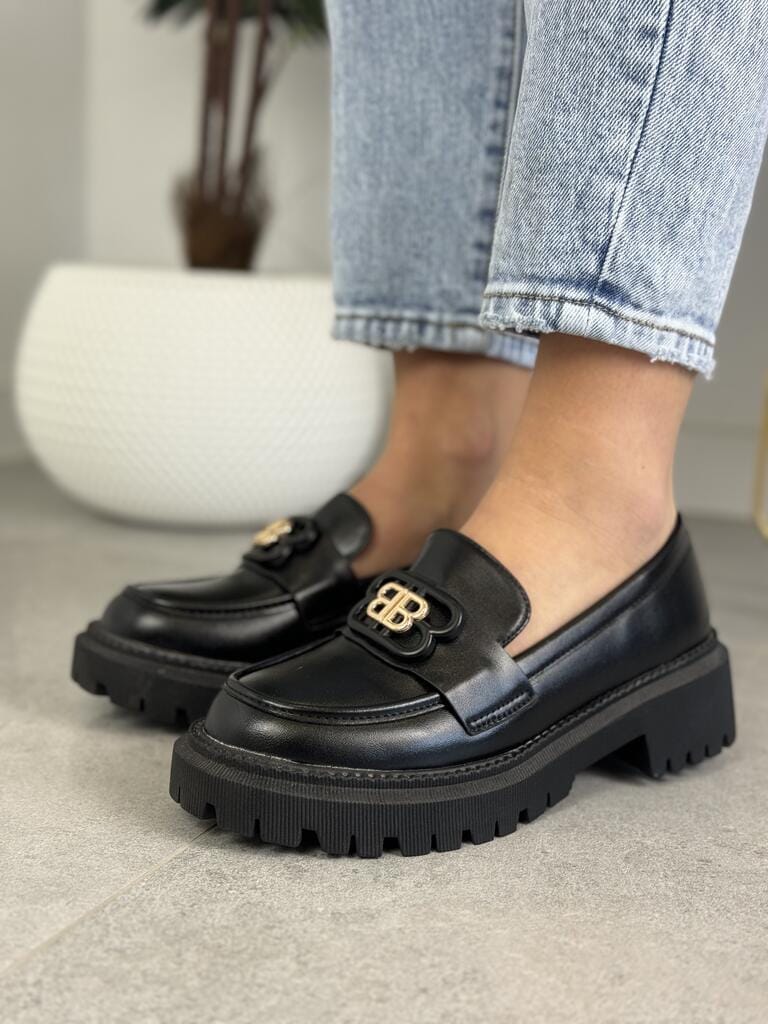 Czarne Wygodne Mokasyny Damskie BB – Modne Buty Damskie - Do jeansów