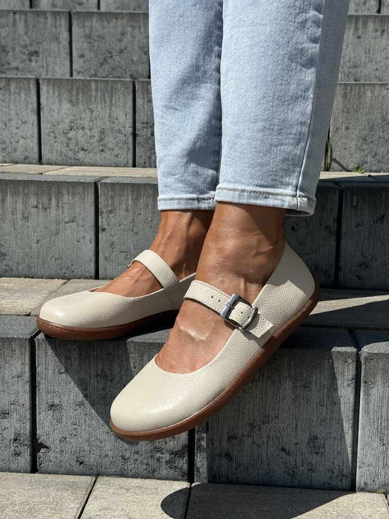 Beżowe buty skórzane barefoot Yolanda 2483 - Buty barefoot