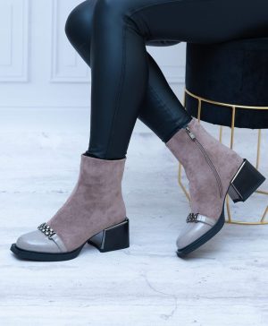 Beżowe Botki Na Niskim Obcasie – Botki Damskie S.Barski - Styl elegancki