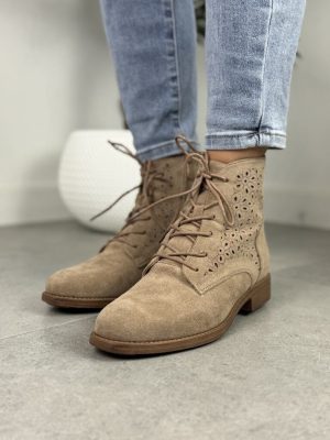 Beżowe botki ażurowe na niskim obcasie – Modne Buty na Wiosnę S. Barski - Styl elegancki