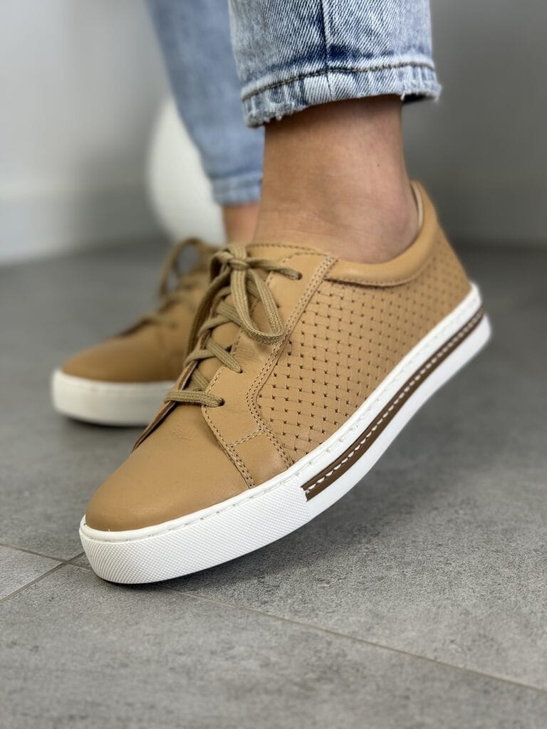 Półbuty damskie karmelowe skóra WASAK 0675 Wygodne buty damskie - Do jeansów