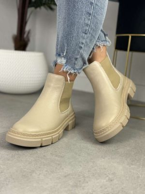 Beżowe Sztyblety Damskie – Modne Buty Damskie Wasak 0708