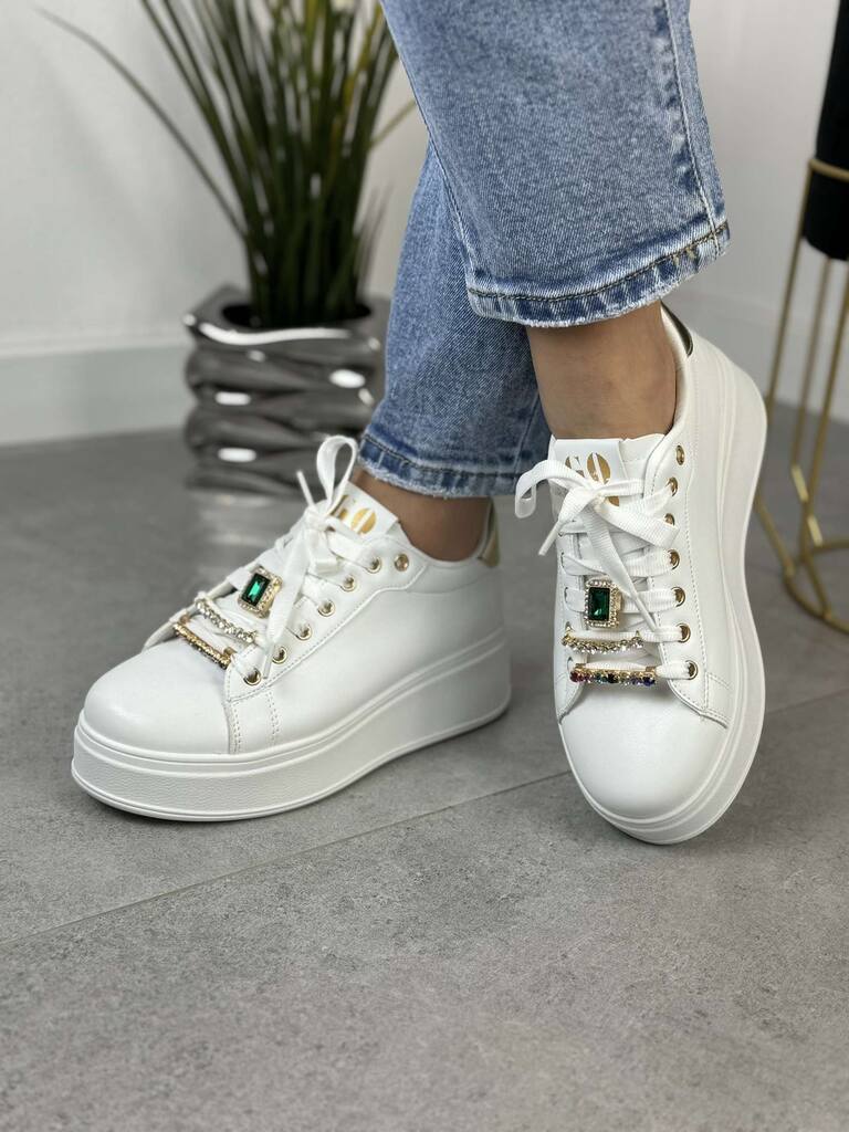 Damskie Sneakersy Białe Seaestar- Buty damskie Na Grubym Spodzie WW106 - Na lato