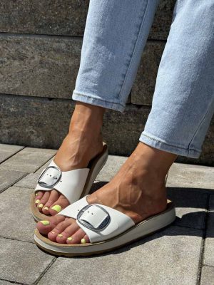 Białe profilaktyczne klapki damskie 77 G65 2C Biały - Styl casualowy