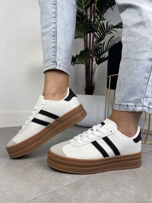 Białe sneakersy sportowe damskie na grubej podeszwie EV-508 - Na wiosnę
