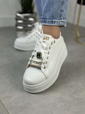 Damskie Sneakersy Białe Seaestar- Buty damskie Na Grubym Spodzie WW106