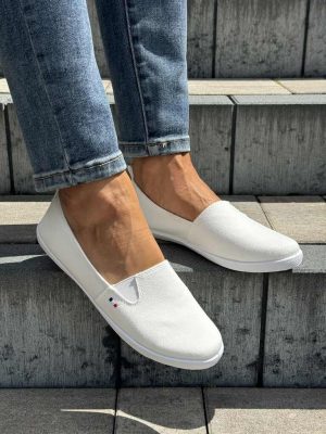 Białe trampki damskie tekstylne wsuwane News 7655 - Styl sportowy