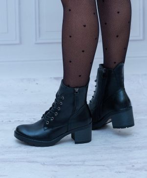 Botki Na Słupku i Platformie – Czarne Trzewiki Damskie Potocki - Styl elegancki