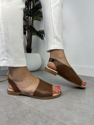 Brązowe sandały damskie skórzane Pulso L-520 - Styl casualowy