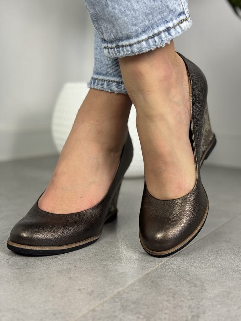 Półbuty Skórzane Na Koturnie – Damskie buty Korda 1972 koturn brązowe - Styl komfortowy