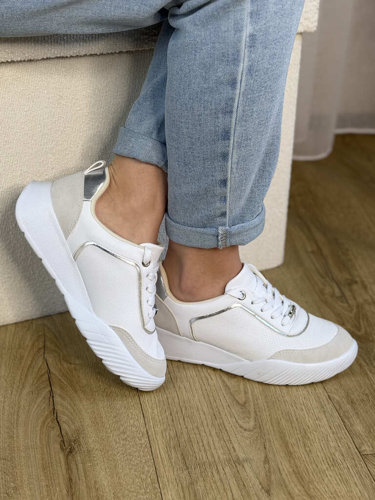 Białe sneakersy damskie sportowe Piccadilly 949026 - Na jesień