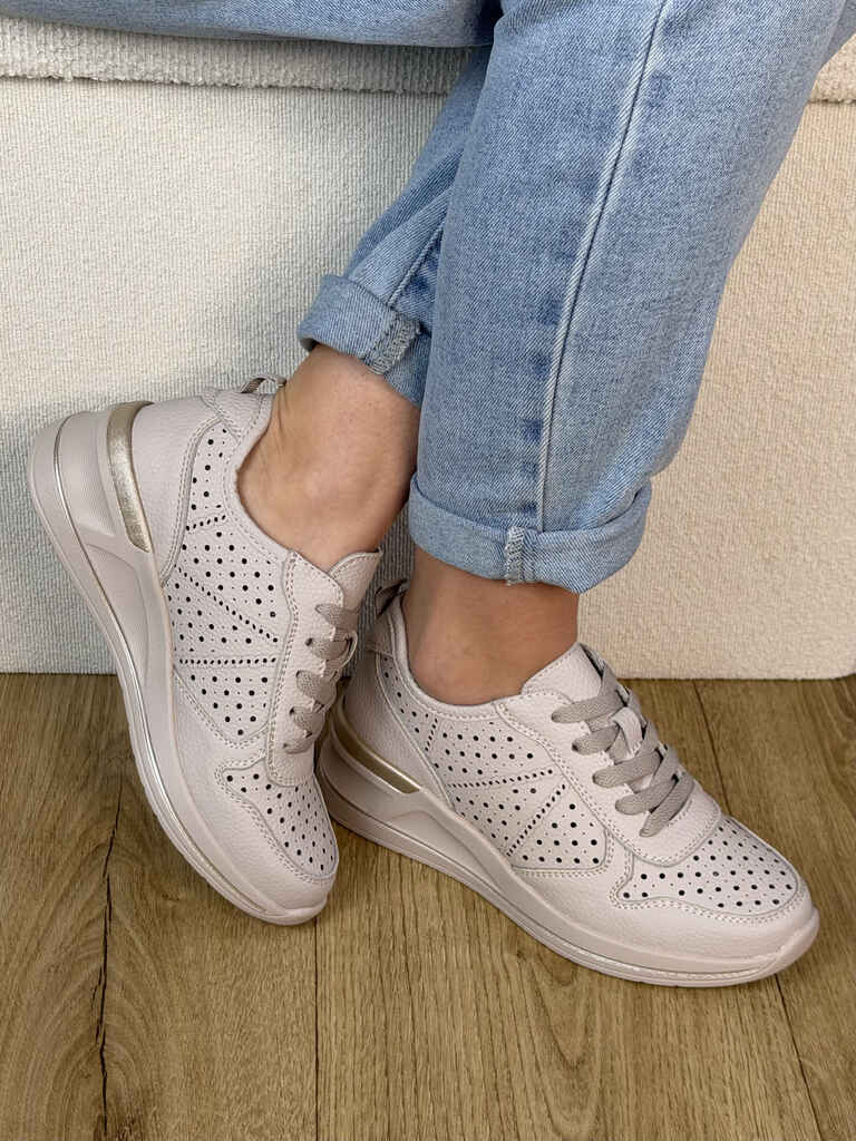 Szare skórzane sneakersy damskie Sergio Leone SP-115 - Do spodni