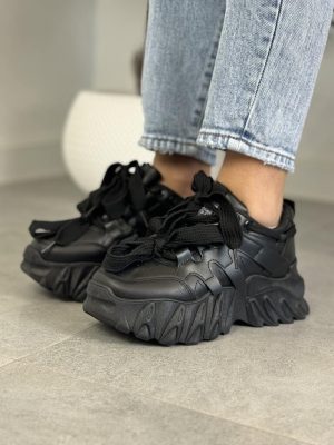 Czarne sneakersy damskie na grubej podeszwie LA275 czarny Seaestar - Na wiosnę