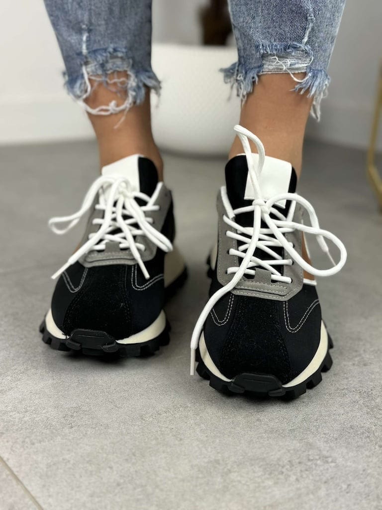 Czarne sneakersy damskie ABO 1048 – Sneakersy na codzień - Do spodni