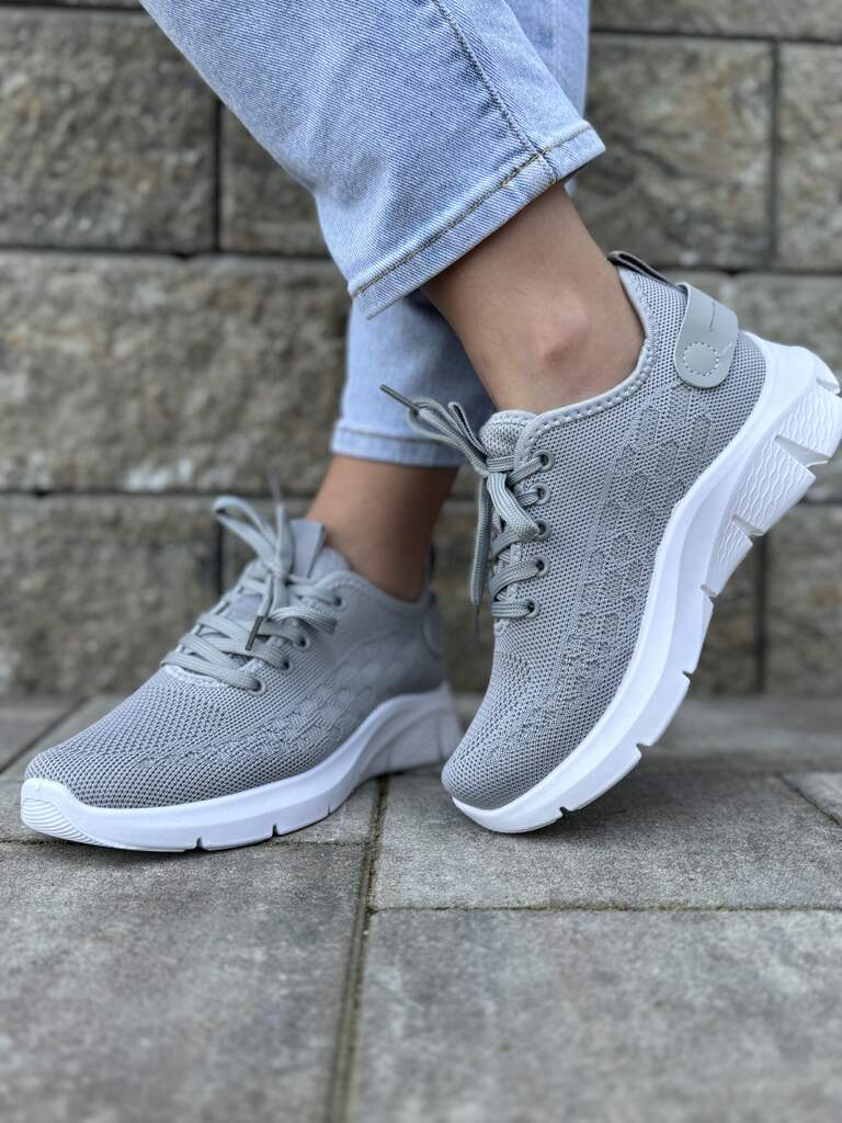 Sportowe buty damskie tekstylne – Wygodne buty spotrowe Skotnicki A-3-5013 Szary - Na lato