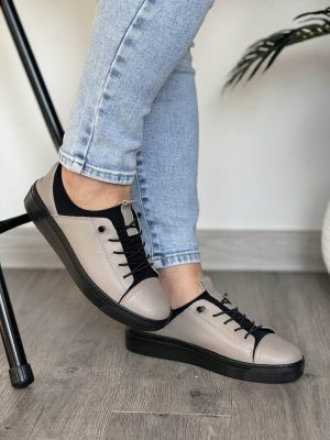 Szare skórzane półbuty damskie T.Sokolski W22-351 - Na wiosnę