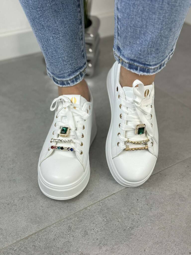 Damskie Sneakersy Białe Seaestar- Buty damskie Na Grubym Spodzie WW106 - Styl miejski