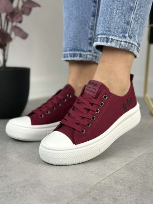 Trampki bordowe LEE COOPER LCW-23-44-1625L - Styl casualowy