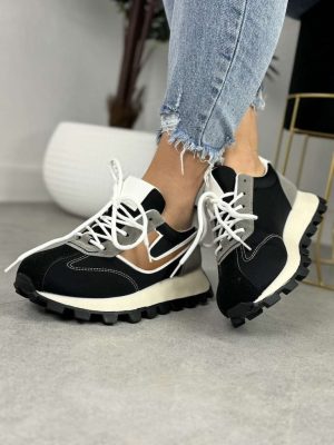 Czarne sneakersy damskie ABO 1048 – Sneakersy na codzień - Styl casualowy