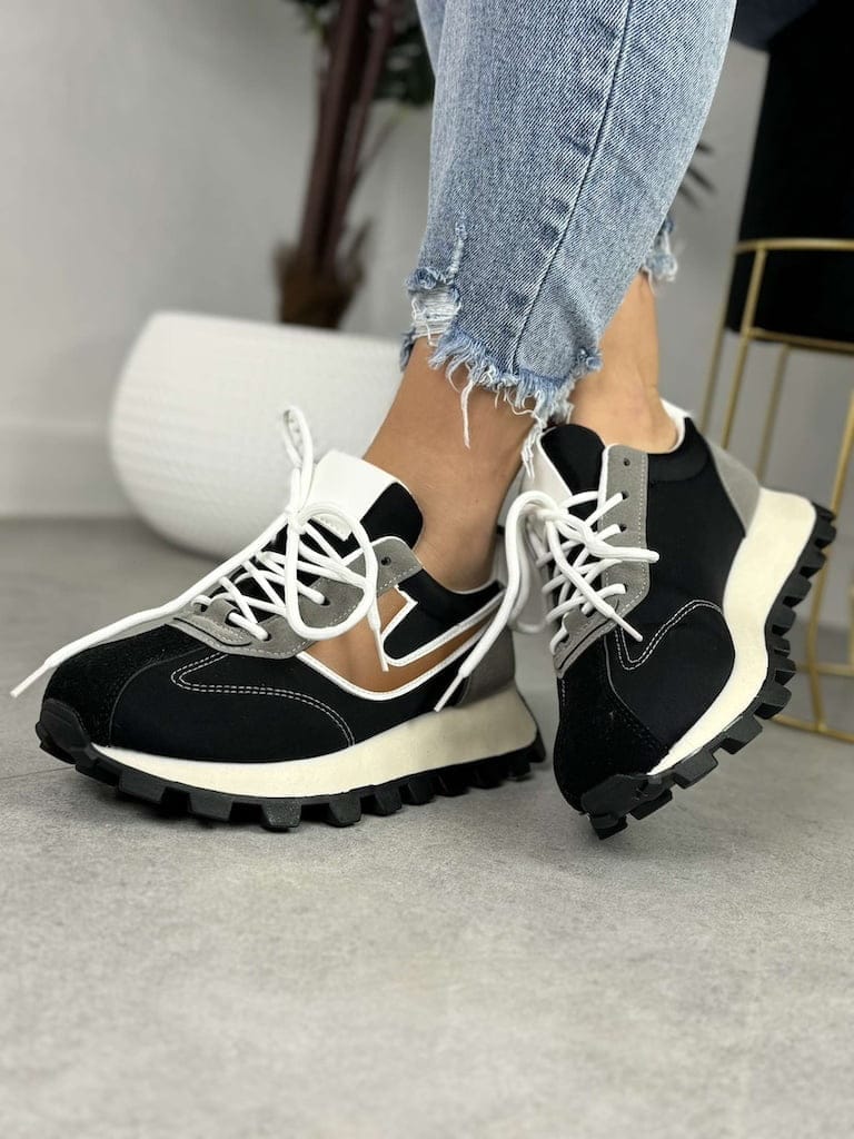 Czarne sneakersy damskie ABO 1048 – Sneakersy na codzień - Styl casualowy