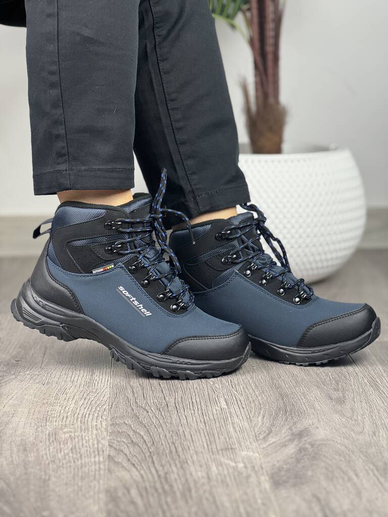 Buty sportowe trekkingowe damskie granatowe American Club - Styl rockowy
