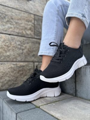 Buty damskie tekstylne czarne – Wygodne buty spotrowe Skotnicki A-3-5013 - Styl miejski