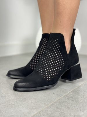 Botki damskie do sukienki na niskim obcasie – Modne Buty Potocki 24-12356 - Styl romantyczny