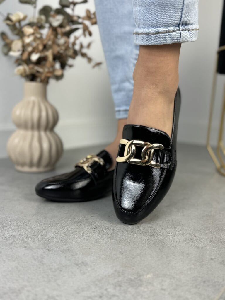 Mokasyny Na Obcasie Damskie – Modne Buty Lakierowane Sergio Leone - Styl casualowy