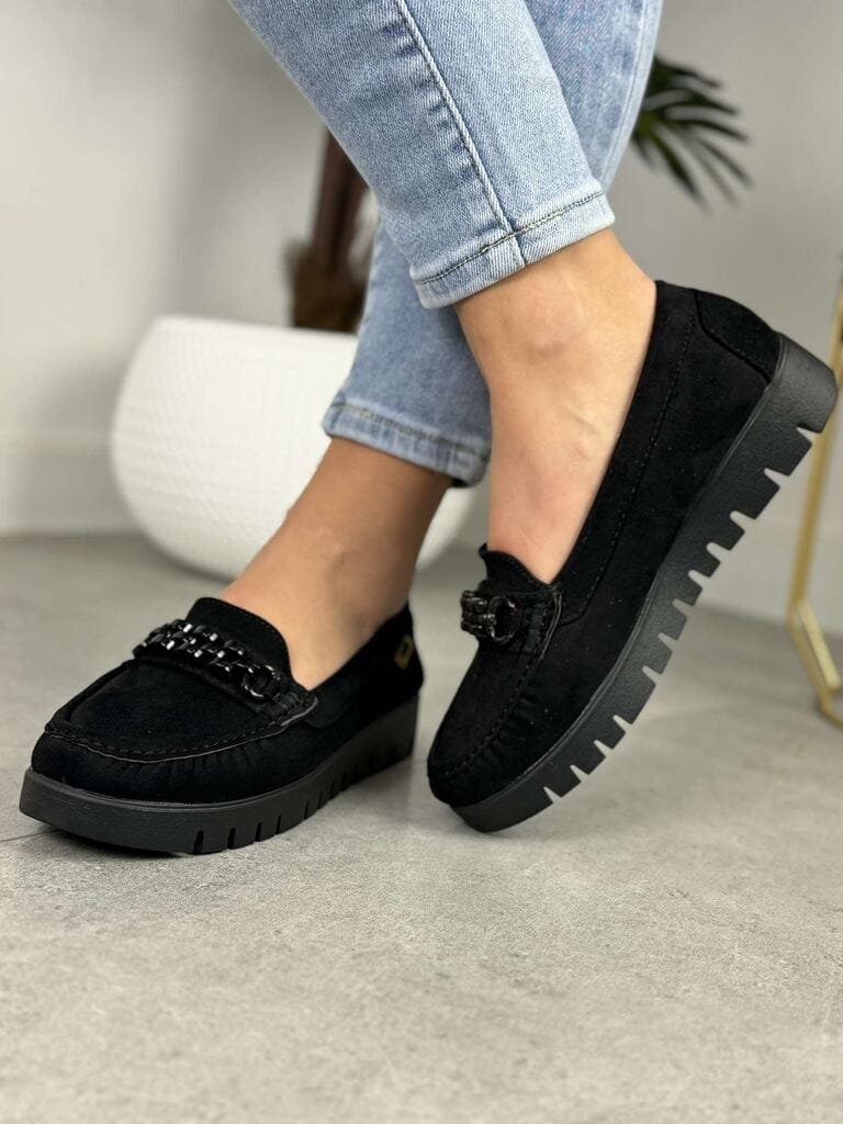 Czarne mokasyny damskie Goodin – Moiekkie wygodne buty - Do jeansów