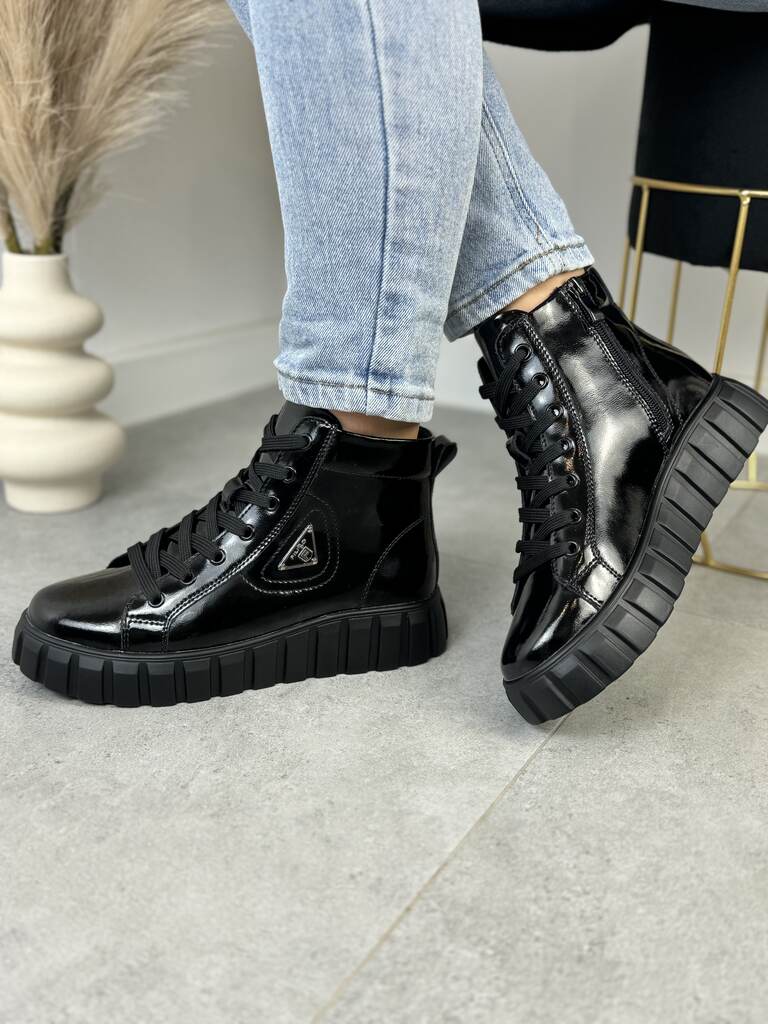 Skórzane Trzewiki Do Kostki – Czarne Buty Na Grubym Spodzie Filippo - Styl casualowy
