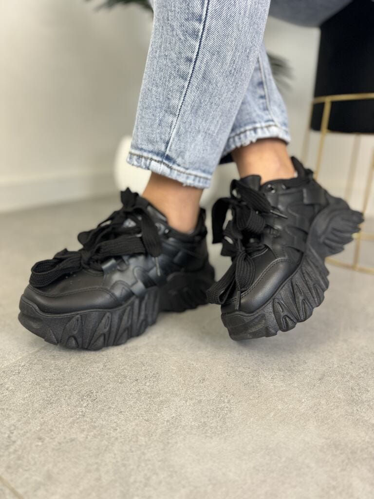 Czarne sneakersy damskie na grubej podeszwie LA275 czarny Seaestar - Do spodni
