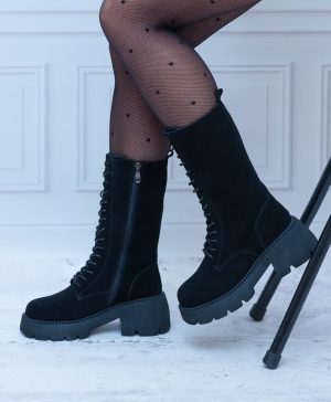 Workery Damskie Na Grubej Podeszwie – Czarne Glany T.Sokolski - Styl casualowy