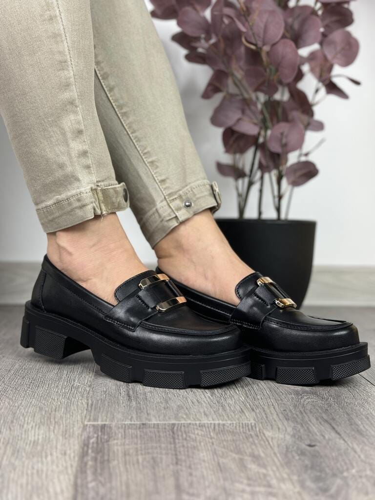 Mokasyny damskie Filippo skórzane DP6099/24 czarne - Do jeansów