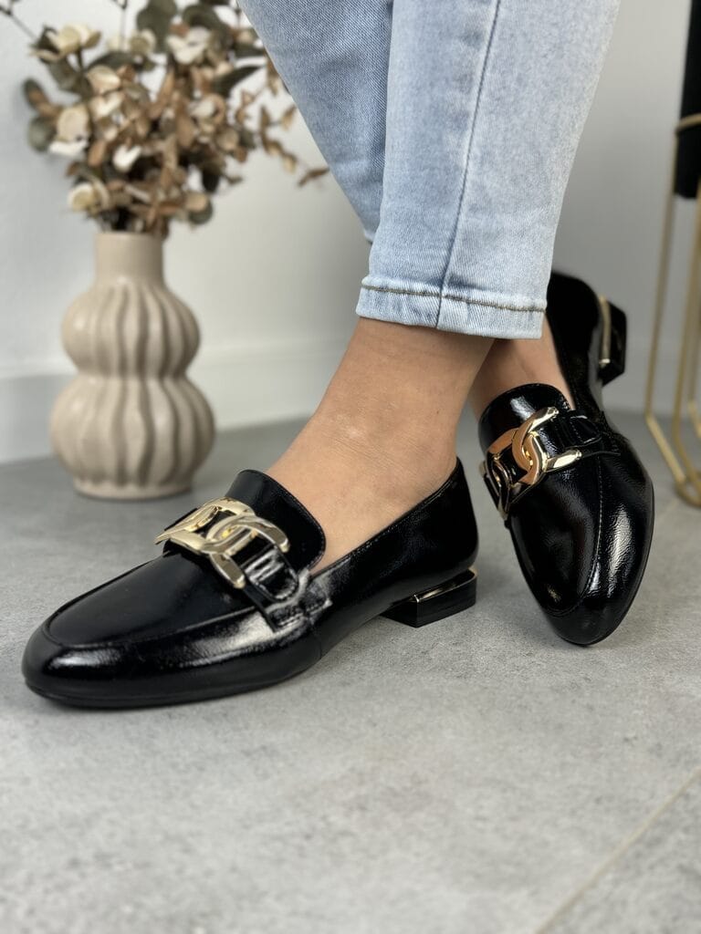 Mokasyny Na Obcasie Damskie – Modne Buty Lakierowane Sergio Leone - Do sukienki