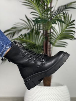 Czarne skórzane botki damskie Filippo Dbt6521/24 - Styl casualowy