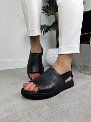 Czarne skórzane sandały damskie T.Sokolski 24L-945 Black - Do sukienki