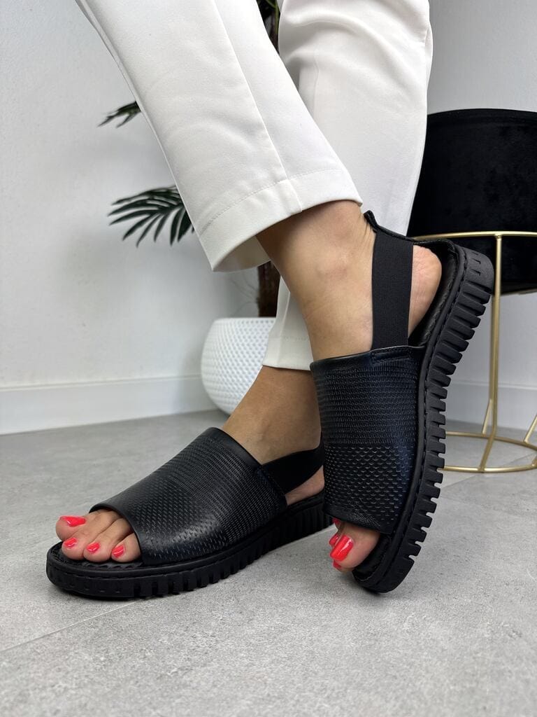 Czarne skórzane sandały damskie T.Sokolski 24L-945 Black - Styl komfortowy