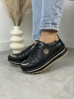 Czarne Buty Sportowe Damskie GOODIN GD-XF-64 Black/Gold - Na wiosnę