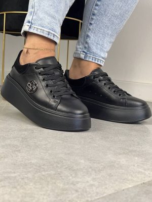 Sneakersy damskie czarne na grubym spodzie Filippo DP6058/24 - Do spodni