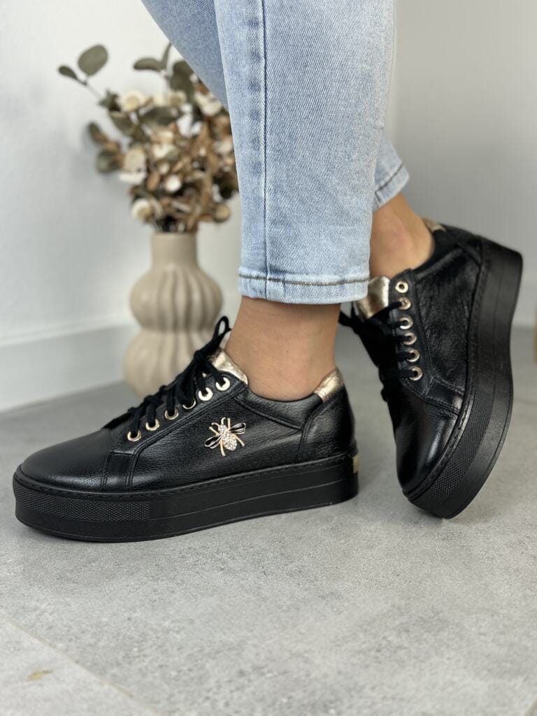 Półbuty Damskie Na Grubej Podeszwie Czarne Modne Buty Na Jesień Filipczyk - Styl casualowy