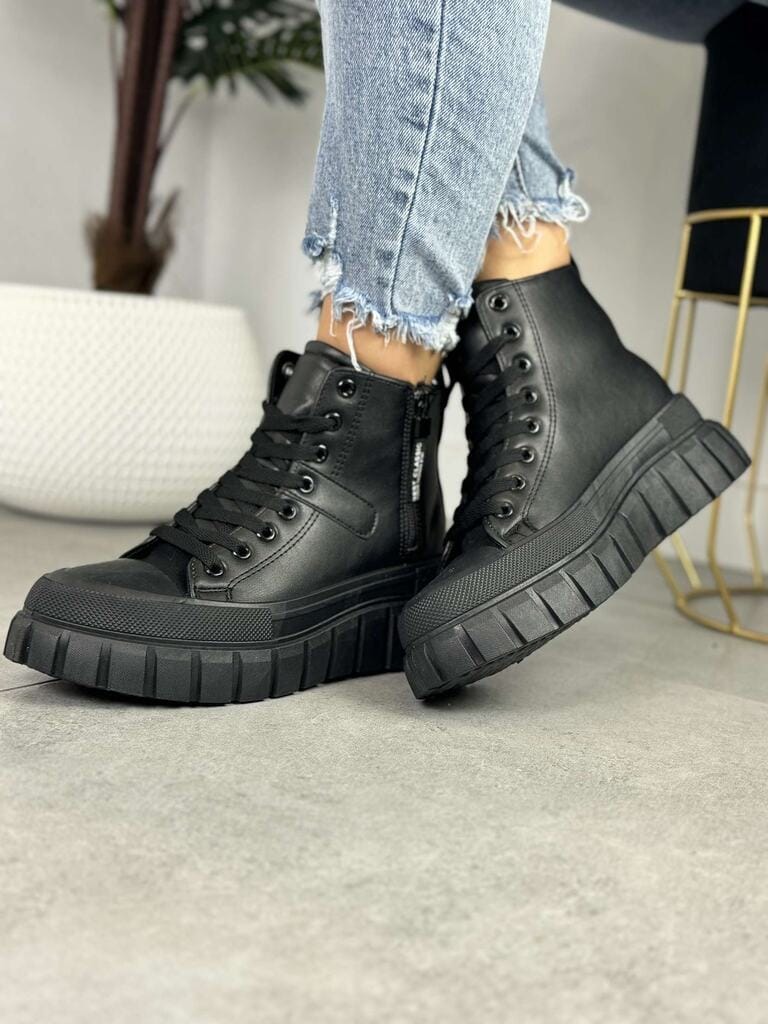 Czarne Trampki Na Grubym Spodzie Evento – Wygodne Buty - Styl miejski