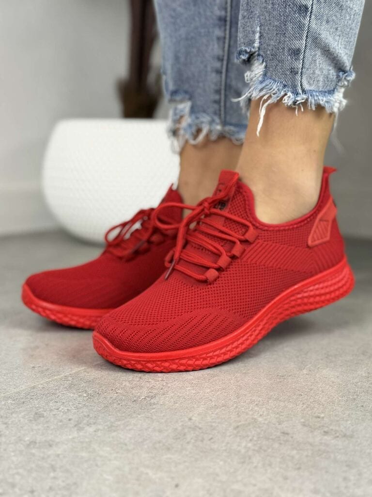Czerwone buty sportowe damskie – Wygodne buty spotrowe NEWS 3634 - Na wiosnę