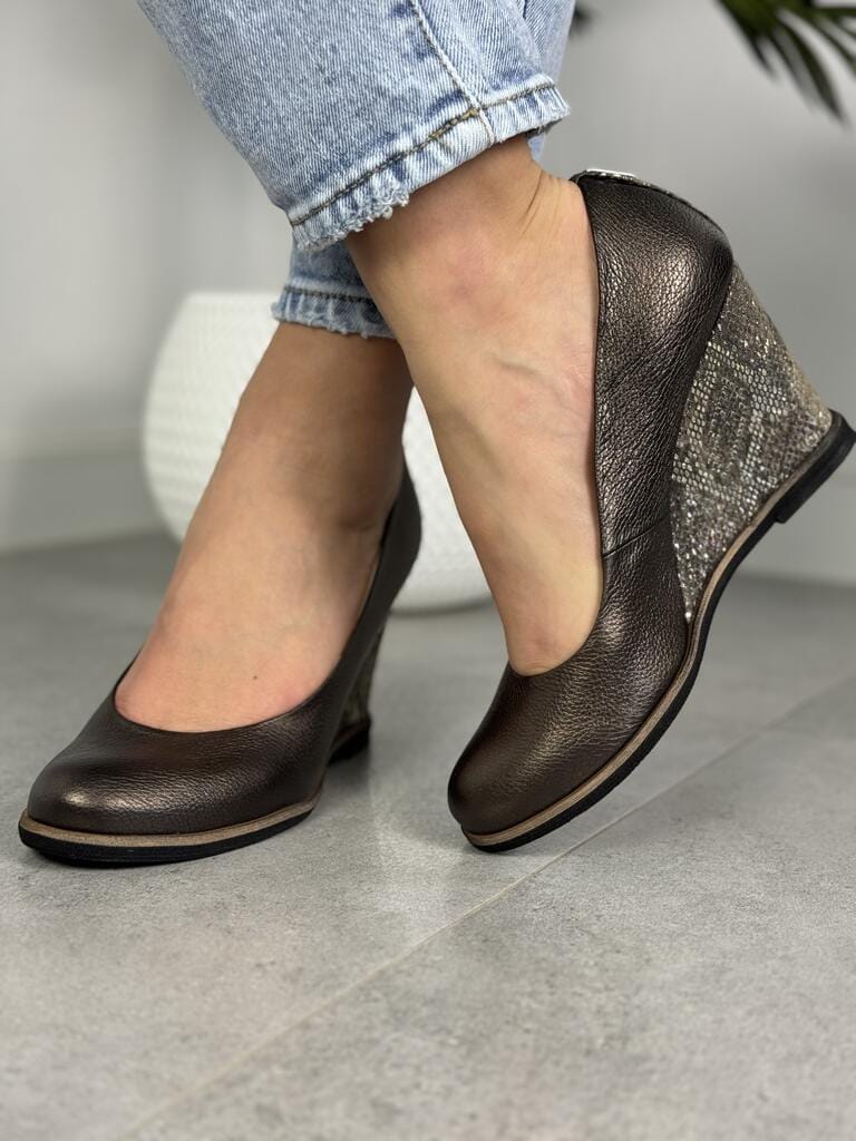 Półbuty Skórzane Na Koturnie – Damskie buty Korda 1972 koturn brązowe - Na lato