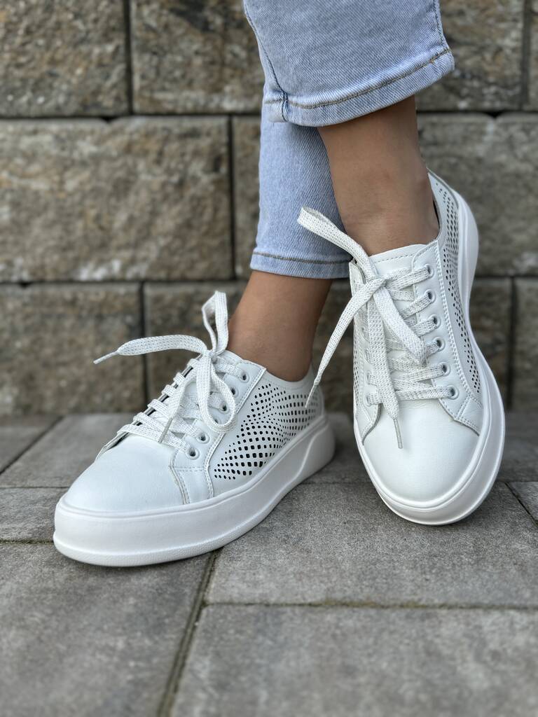 Skórzane sneakersy damskie na platformie – Wygodne buty na lato S.Barski - Na wiosnę