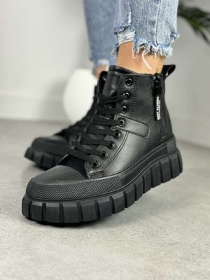 Czarne Trampki Na Grubym Spodzie Evento – Wygodne Buty - Styl casualowy